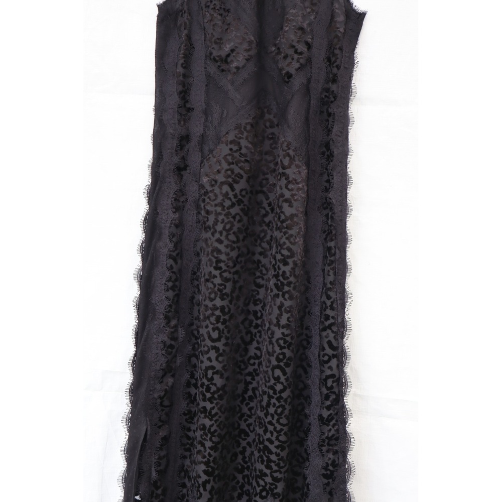 AllSaints Black Lace Leopard Devore Women Midi Dress Sleeveless High Neck US XS - Picture 12 of 15